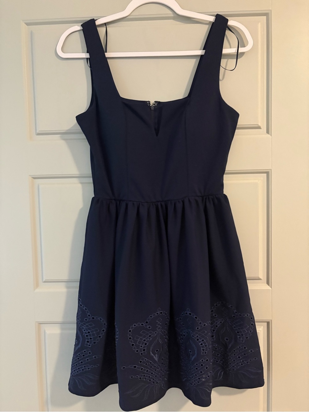 Francesca’s Navy Sleeveless Dress with V-Neck